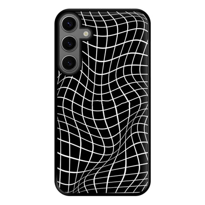 Black Wavy Grid Pattern Phone Case for Galaxy S23FE