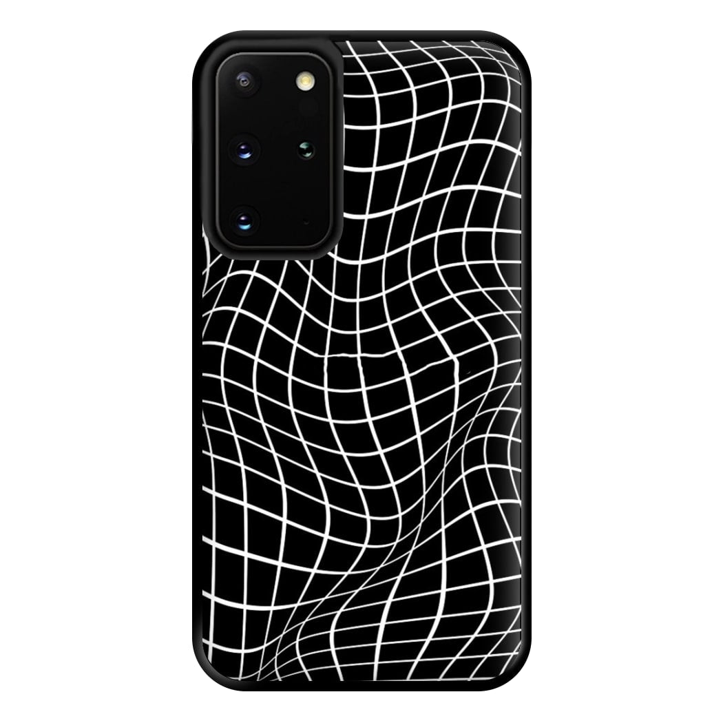 Black Wavy Grid Pattern Phone Case for Galaxy S20 Plus