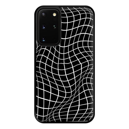 Black Wavy Grid Pattern Phone Case for Galaxy S20 Plus