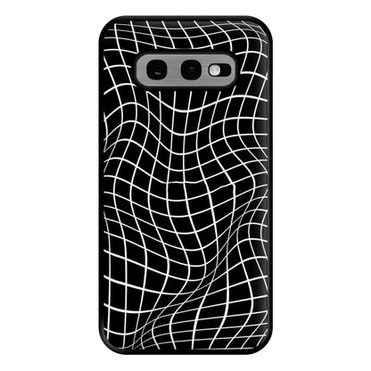 Black Wavy Grid Pattern Phone Case for Galaxy S10e