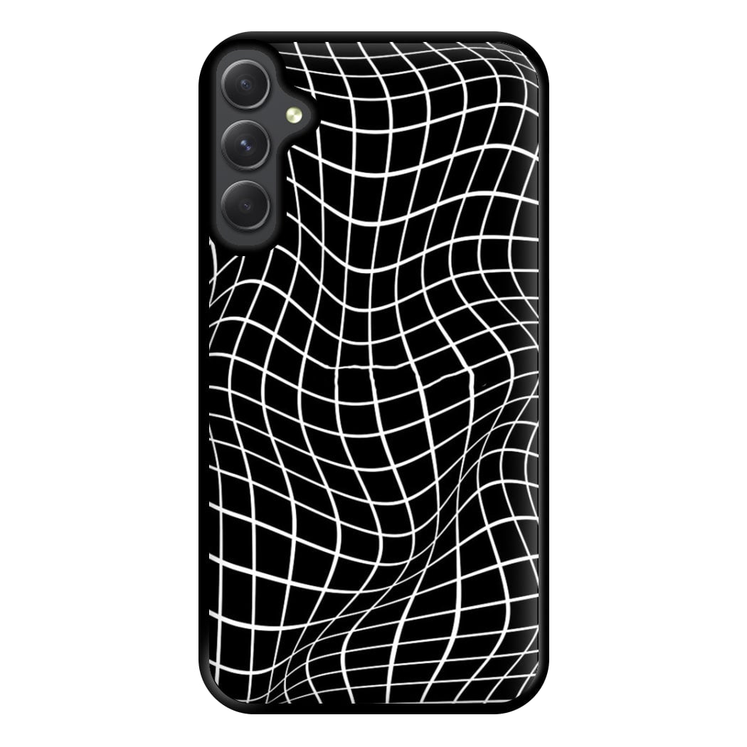 Black Wavy Grid Pattern Phone Case for Galaxy A14