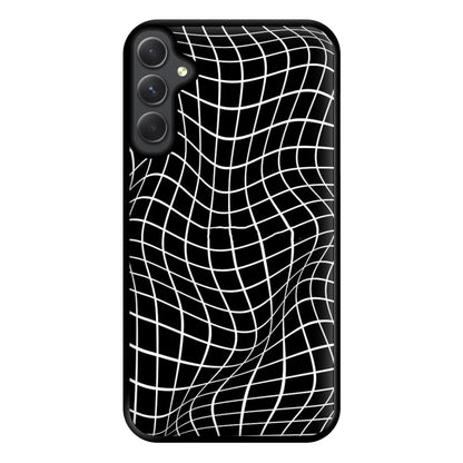 Black Wavy Grid Pattern Phone Case for Galaxy A14