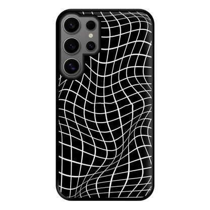 Black Wavy Grid Pattern Phone Case for Galaxy S24 Ultra