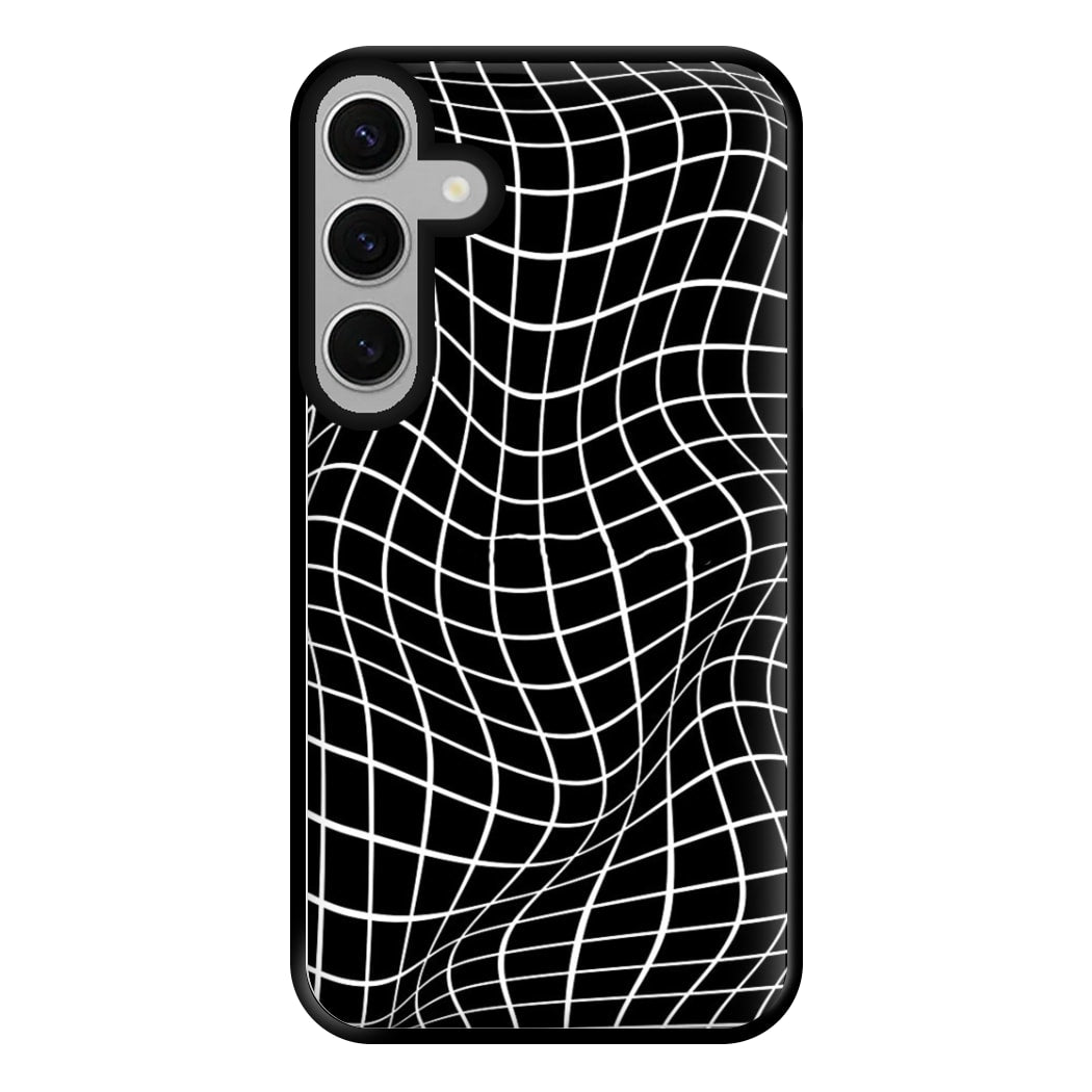 Black Wavy Grid Pattern Phone Case for Galaxy S24FE