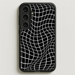 Black Wavy Grid Pattern Phone Case for Galaxy S25FE