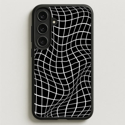 Black Wavy Grid Pattern Phone Case for Galaxy S25FE