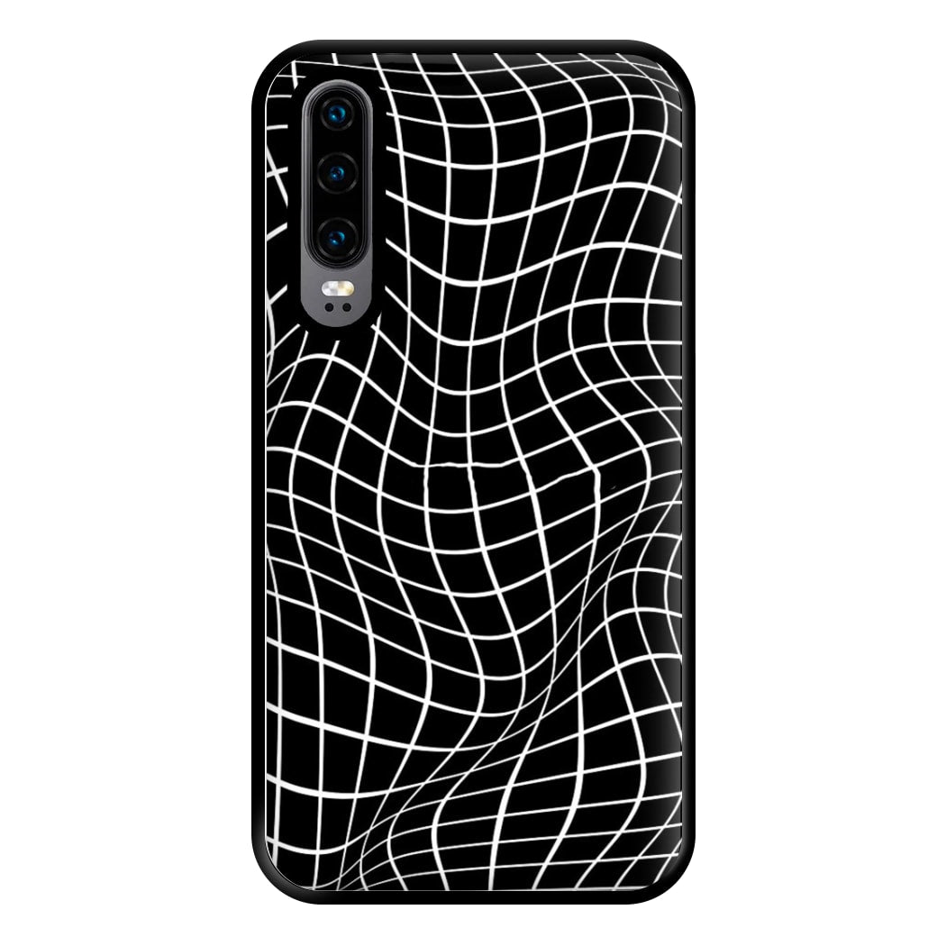 Black Wavy Grid Pattern Phone Case for Huawei P30