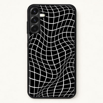 Black Wavy Grid Pattern Phone Case for Galaxy A17