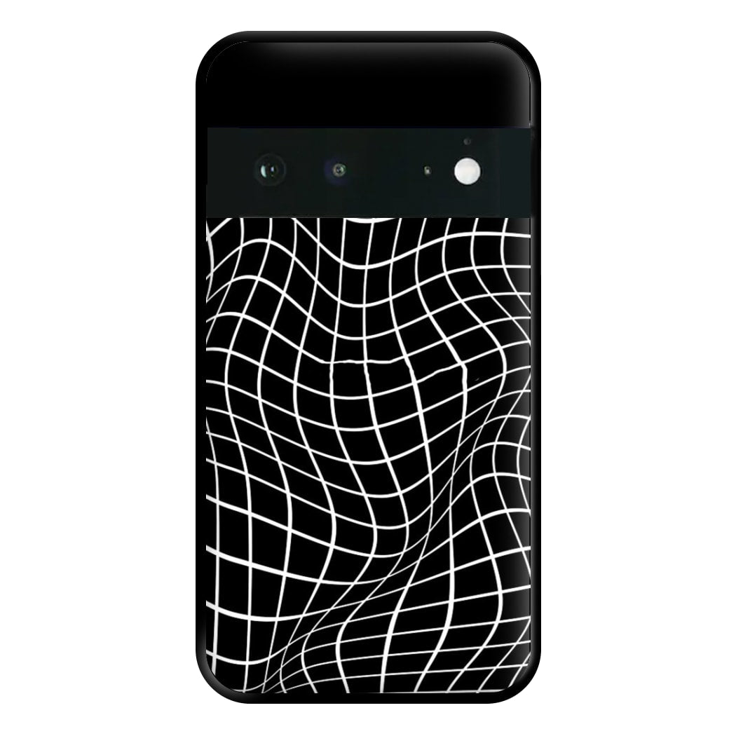 Black Wavy Grid Pattern Phone Case for Google Pixel 6a