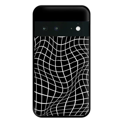 Black Wavy Grid Pattern Phone Case for Google Pixel 6a