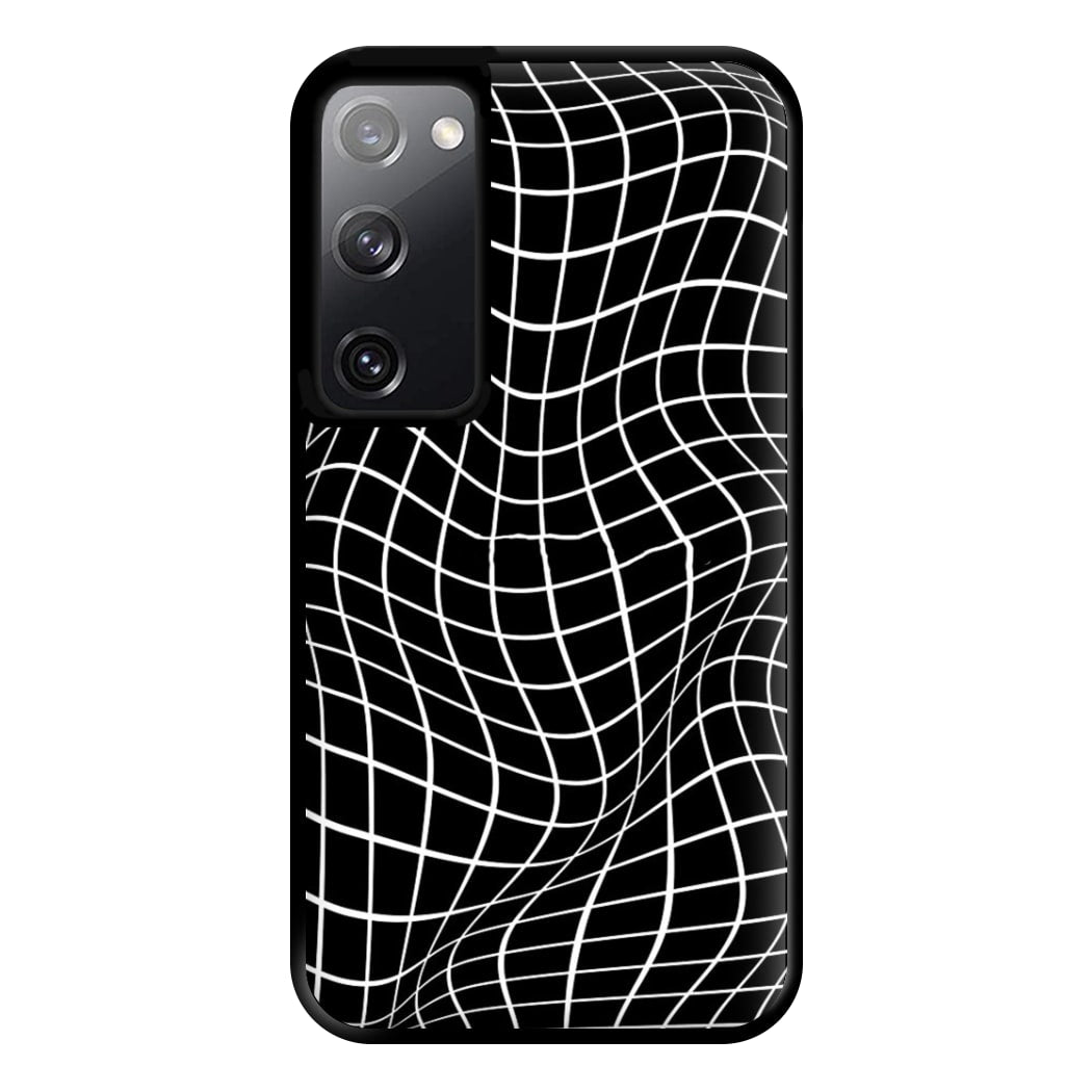 Black Wavy Grid Pattern Phone Case for Galaxy S20