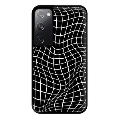 Black Wavy Grid Pattern Phone Case for Galaxy S20