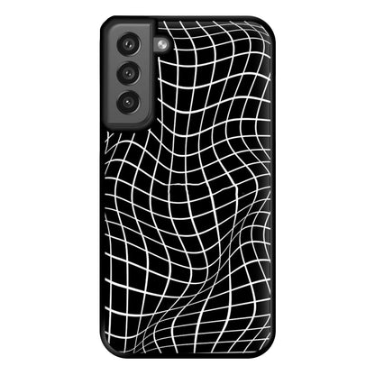 Black Wavy Grid Pattern Phone Case for Galaxy S21FE