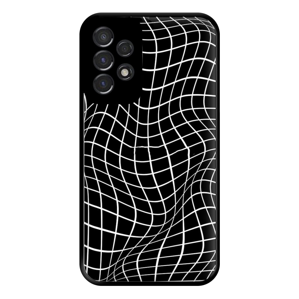 Black Wavy Grid Pattern Phone Case for Galaxy A53