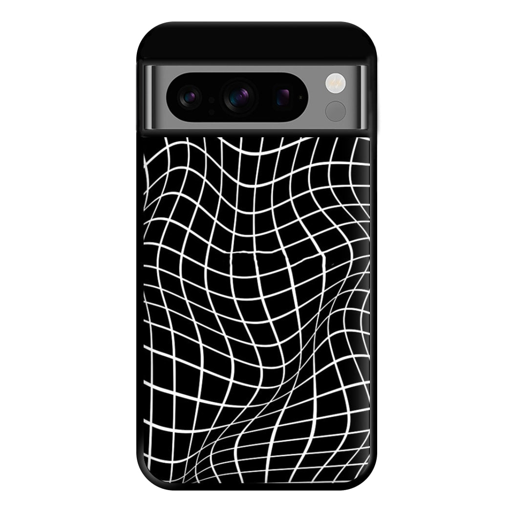 Black Wavy Grid Pattern Phone Case for Google Pixel 8 Pro