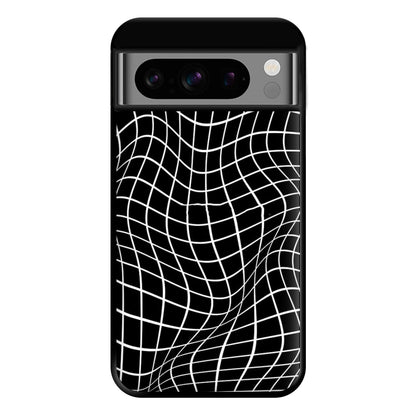 Black Wavy Grid Pattern Phone Case for Google Pixel 8 Pro