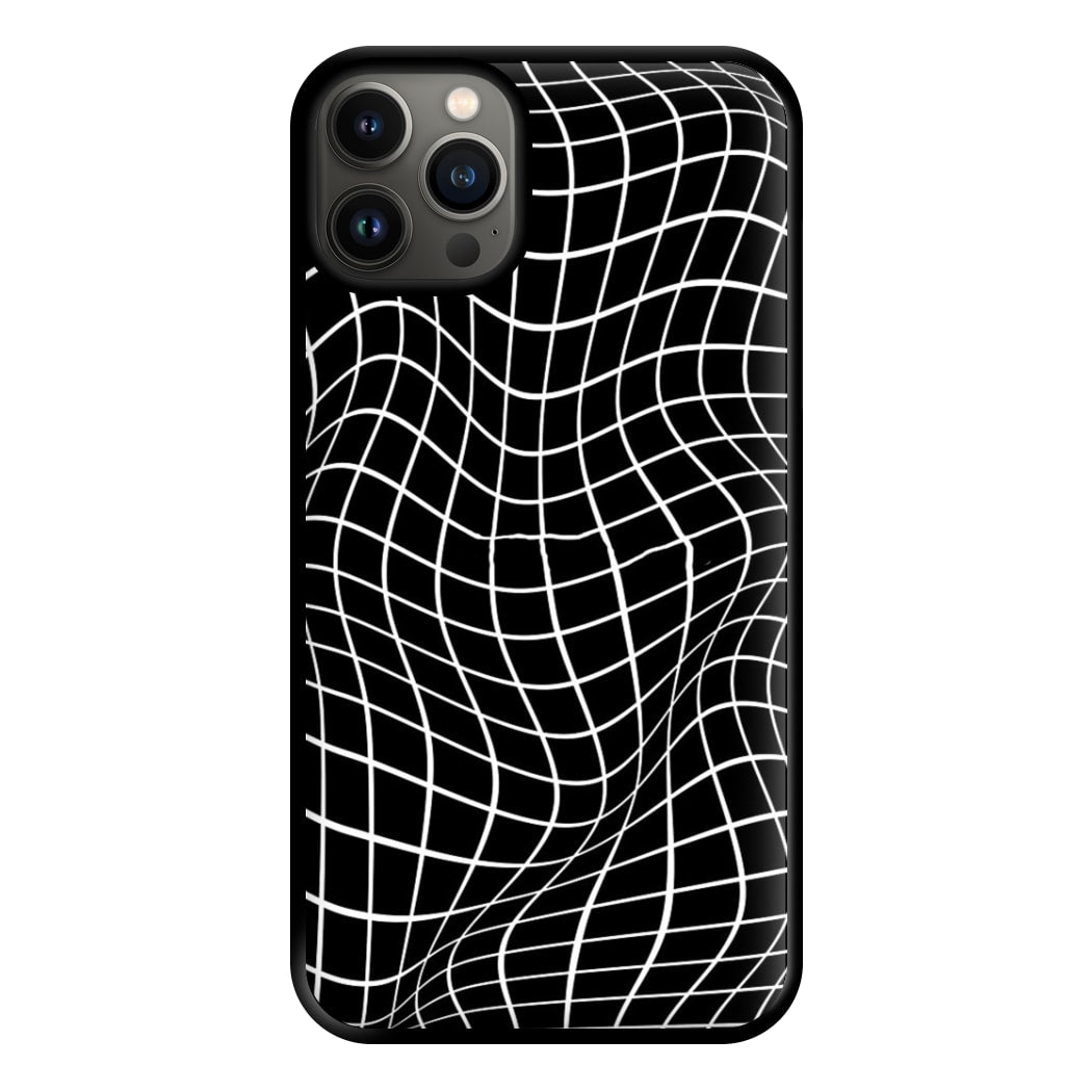 Black Wavy Grid Pattern Phone Case for iPhone 13