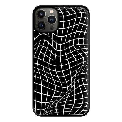 Black Wavy Grid Pattern Phone Case for iPhone 13