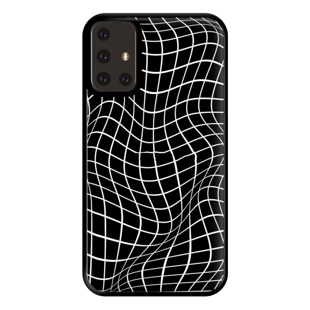 Black Wavy Grid Pattern Phone Case for Galaxy A71