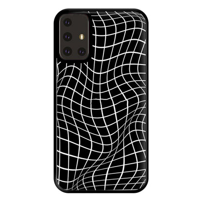 Black Wavy Grid Pattern Phone Case for Galaxy A71