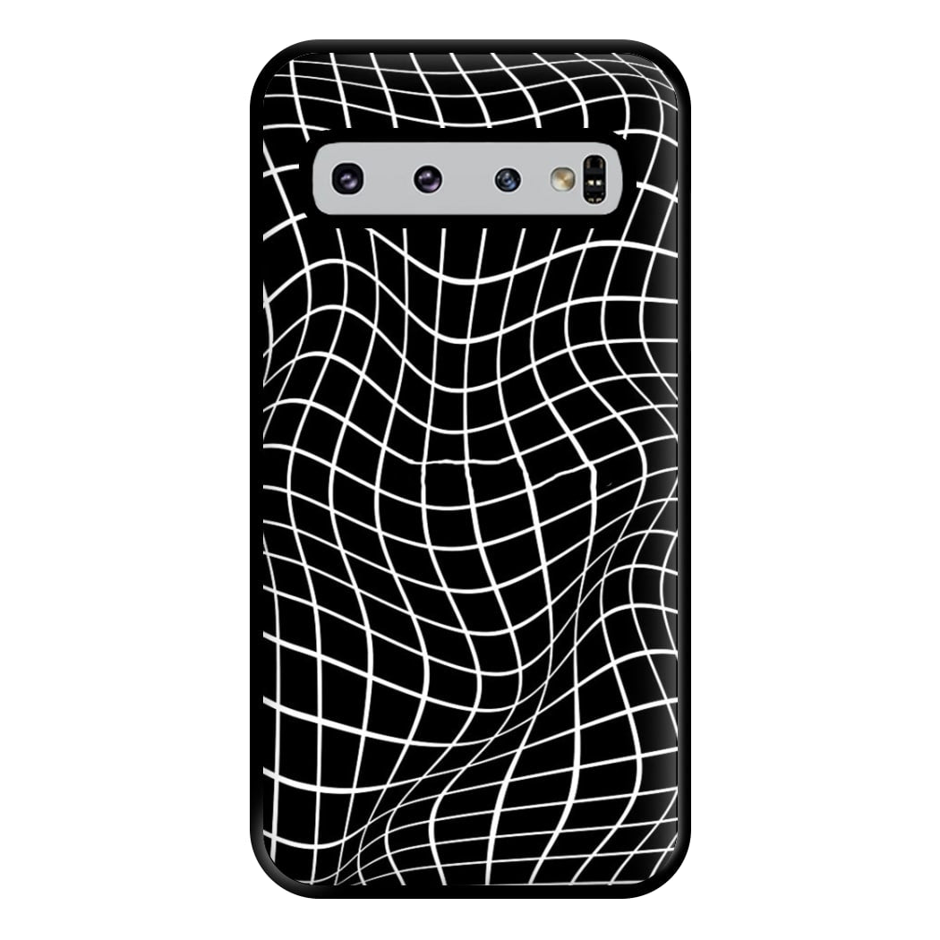 Black Wavy Grid Pattern Phone Case for Galaxy S10 Plus