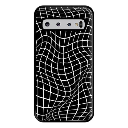 Black Wavy Grid Pattern Phone Case for Galaxy S10 Plus