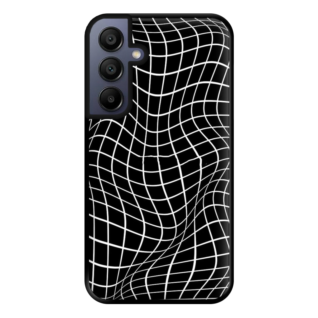 Black Wavy Grid Pattern Phone Case for Galaxy A15