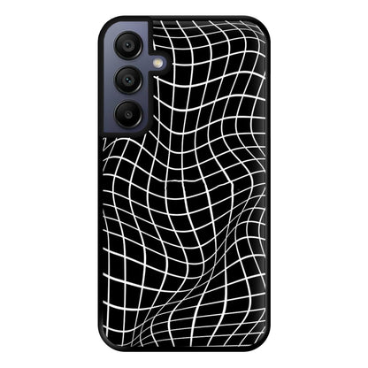 Black Wavy Grid Pattern Phone Case for Galaxy A15