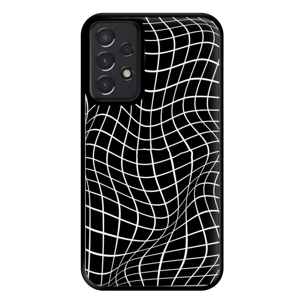 Black Wavy Grid Pattern Phone Case for Galaxy A52 / A52s