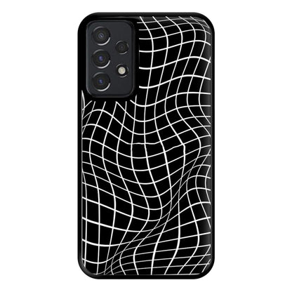 Black Wavy Grid Pattern Phone Case for Galaxy A52 / A52s