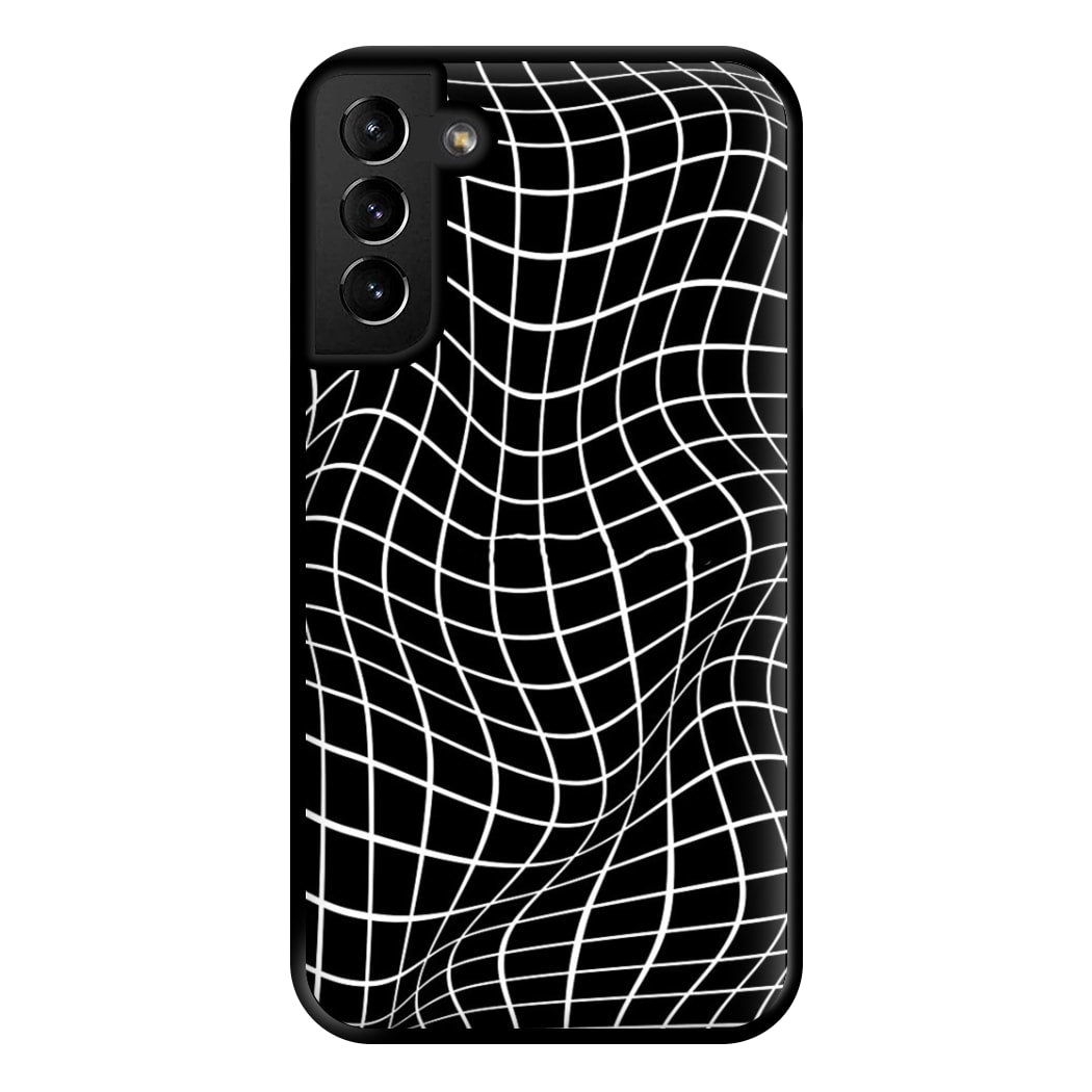 Black Wavy Grid Pattern Phone Case for Galaxy S21 Plus