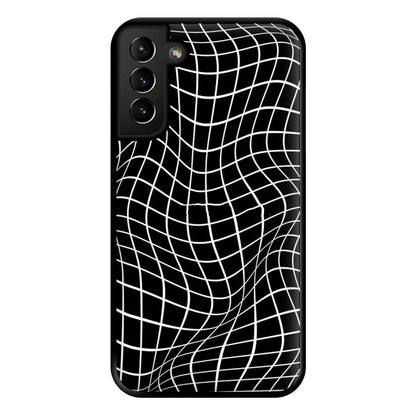 Black Wavy Grid Pattern Phone Case for Galaxy S21 Plus