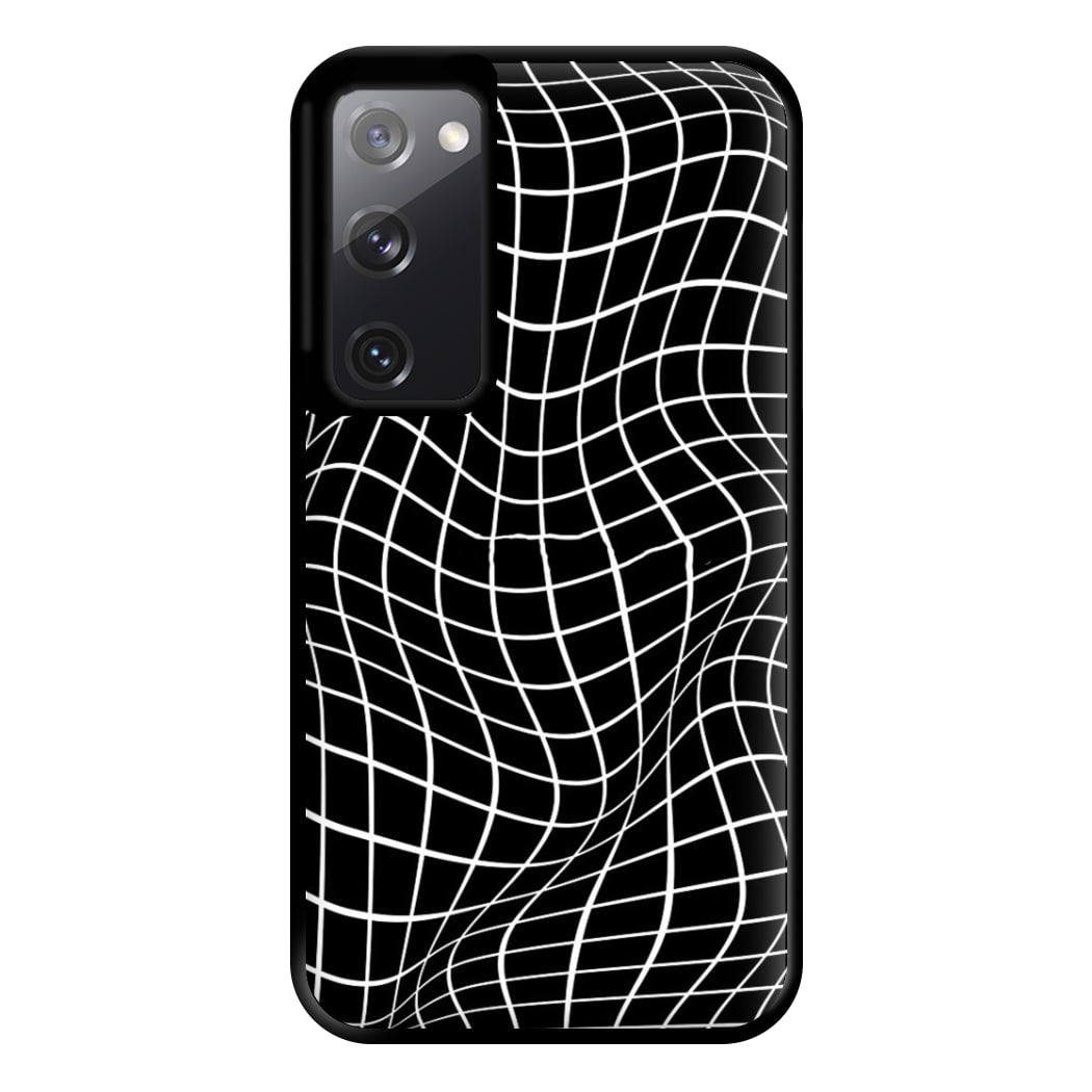 Black Wavy Grid Pattern Phone Case for Galaxy S20FE