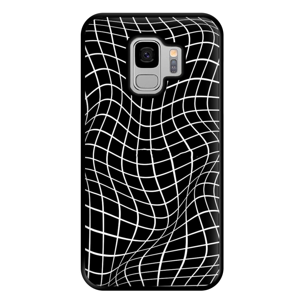 Black Wavy Grid Pattern Phone Case for Galaxy S9 Plus