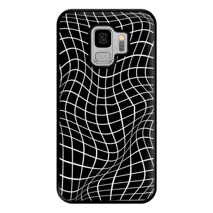 Black Wavy Grid Pattern Phone Case for Galaxy S9 Plus