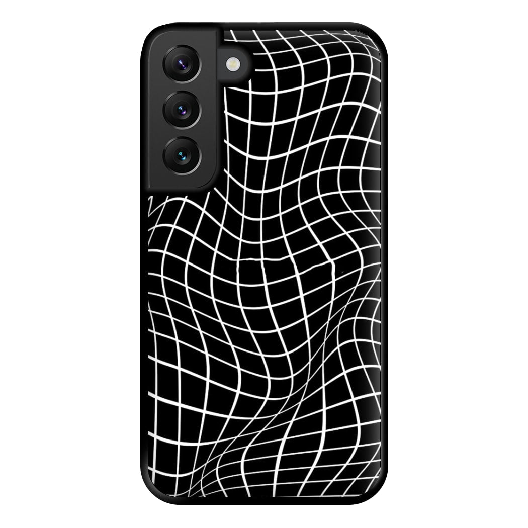 Black Wavy Grid Pattern Phone Case for Galaxy S22 Plus