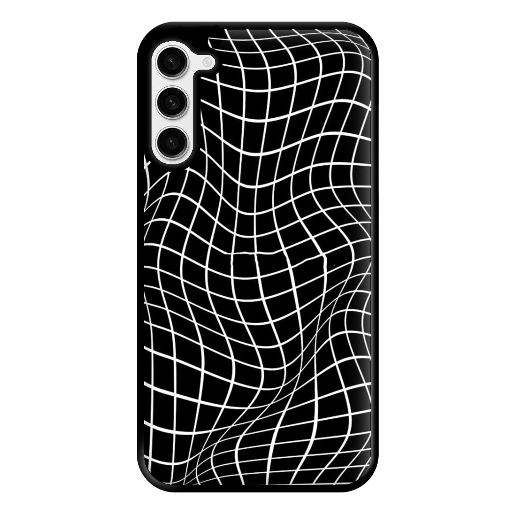 Black Wavy Grid Pattern Phone Case for Galaxy S23 Plus