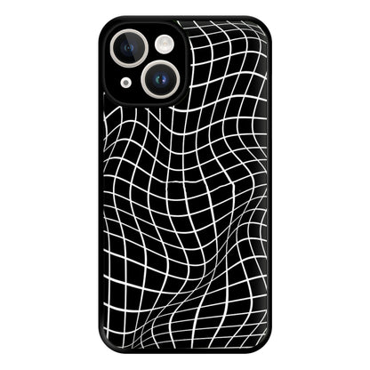 Black Wavy Grid Pattern Phone Case for iPhone 14