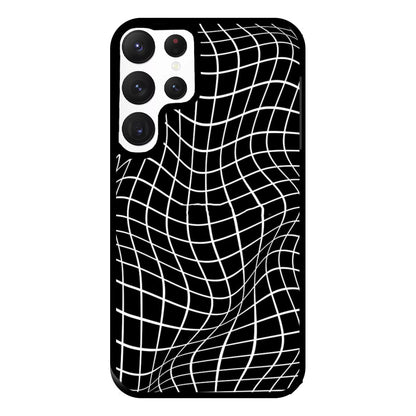 Black Wavy Grid Pattern Phone Case for Galaxy S22 Ultra