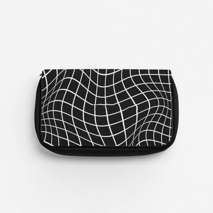 Black Wavy Grid Pattern Pencil Case
