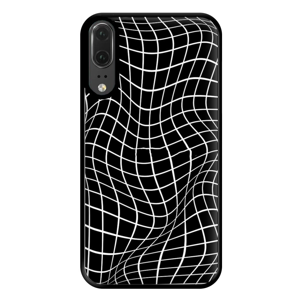 Black Wavy Grid Pattern Phone Case for Huawei P20