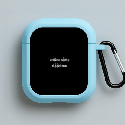 Wednesday Typogrophy Blue AirPods Case