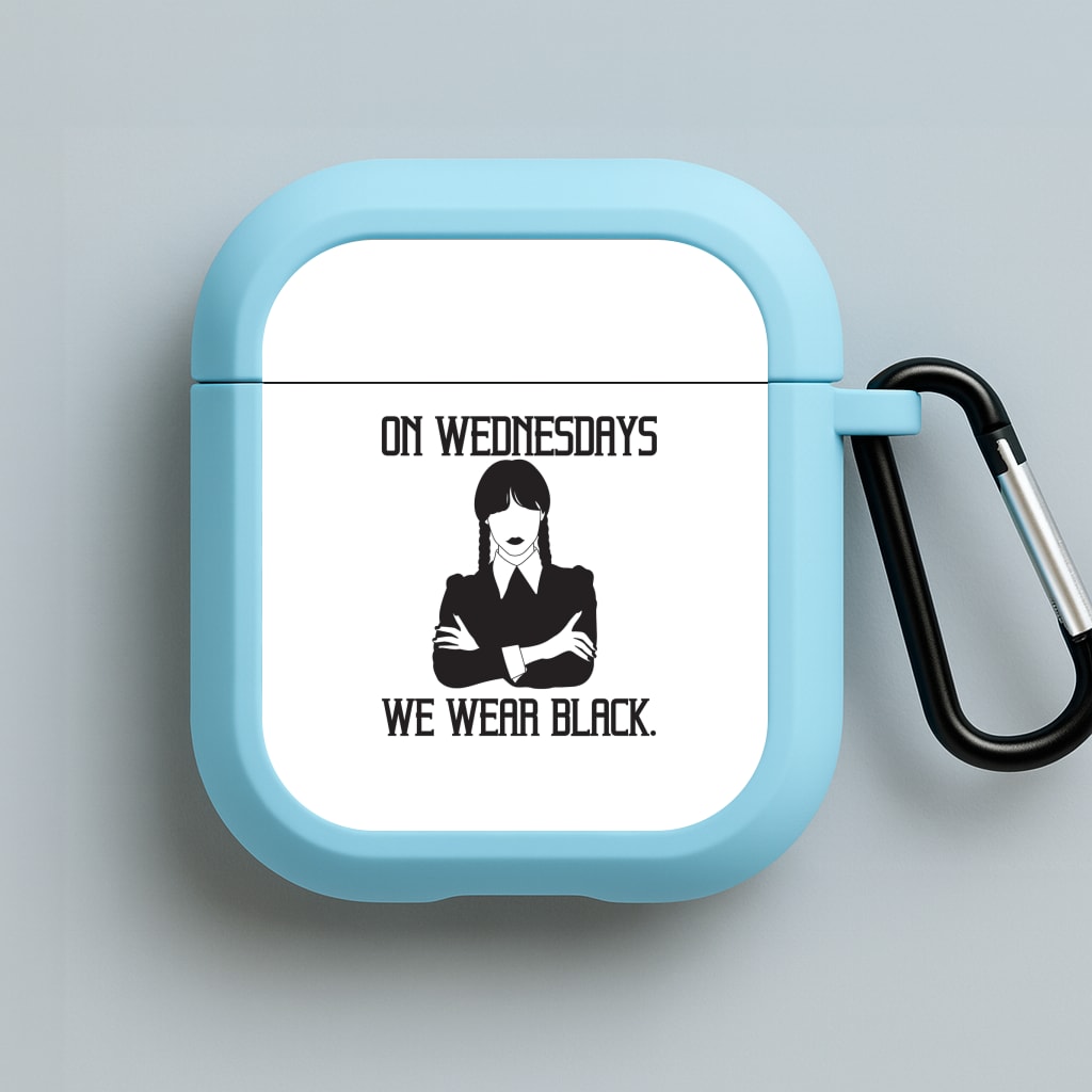 On Wednesdays We Wear Black Blue AirPods Case