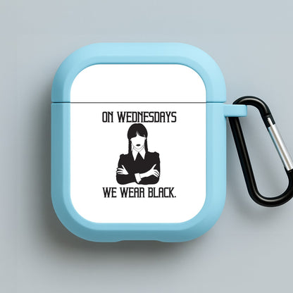 On Wednesdays We Wear Black Blue AirPods Case