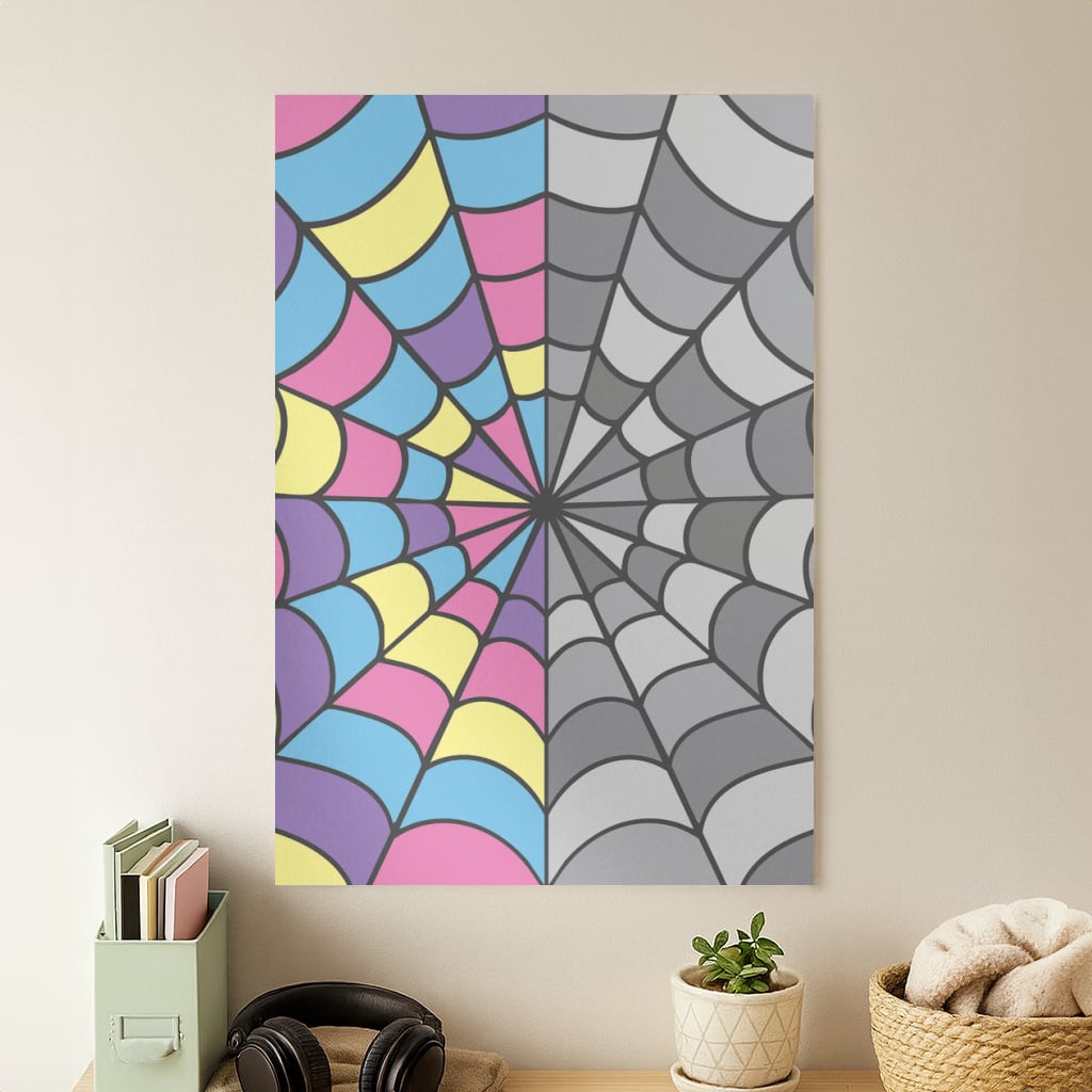 Colourful And Gray Spiderweb Poster