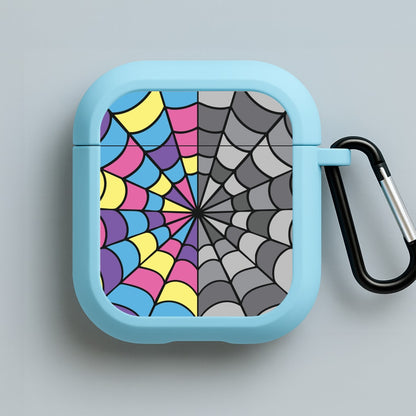 Colourful And Gray Spiderweb Blue AirPods Case