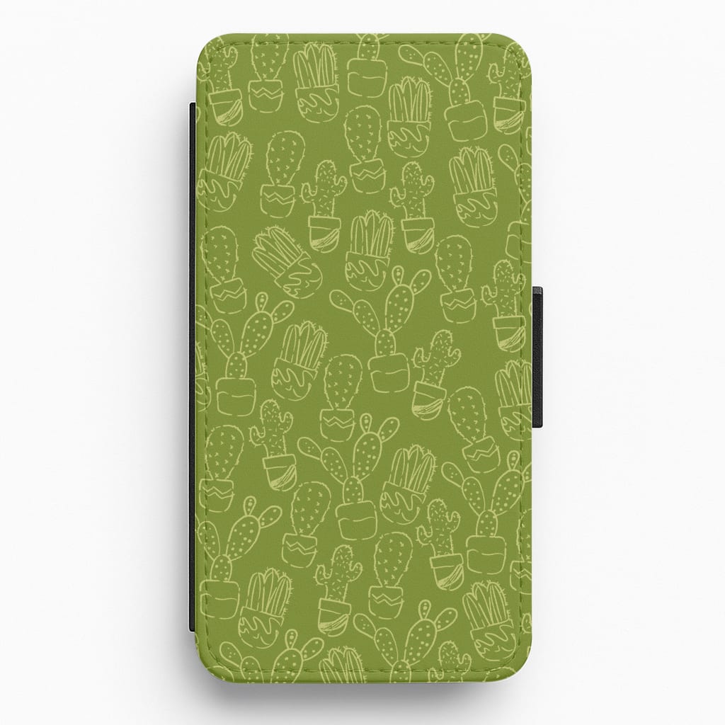 Green And Yellow Cacti - Western  Flip / Wallet Phone Case