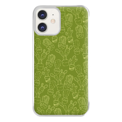 Green And Yellow Cacti - Western  Phone Case for iPhone 12 / 12 Pro