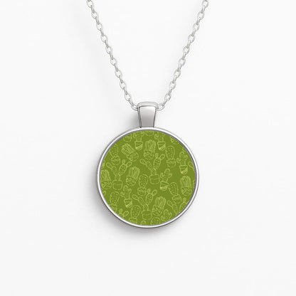 Green And Yellow Cacti - Western  Circle Necklace