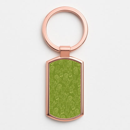Green And Yellow Cacti - Western  Rose Gold Keyring